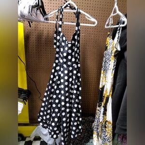 Hell Bunny Black and White Polka Dot Midi Dress